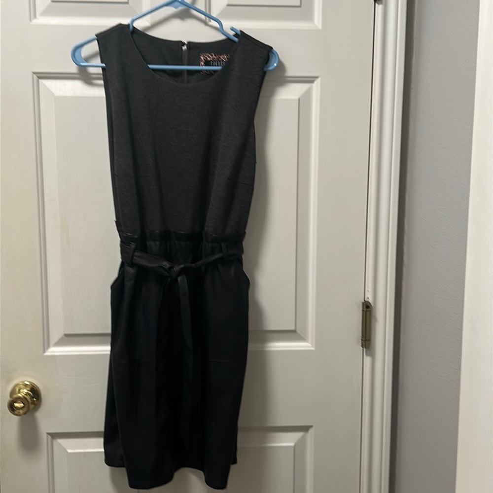 Spense Women’s Gray & Black Pleather Dress Size 14